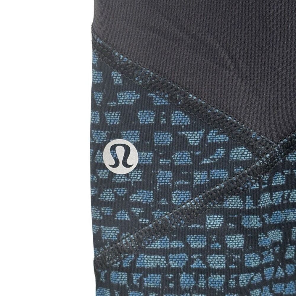 Lululemon Pace Rival Crop 19" Leggings Shatter Weave Teal Lake / Black Size‎ 2 - Picture 7 of 14